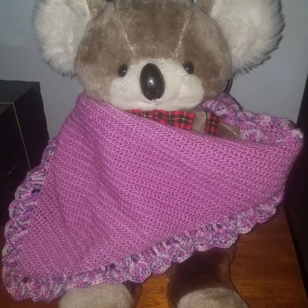 Handcrafted Pink Ruffle Trim Crochet Shawl NEW